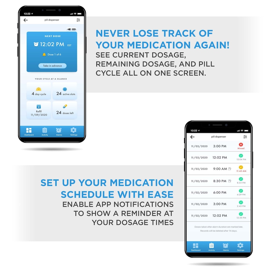 Image 891064_ALTMORE2.jpg, Product 891-064 / Price $285.99, LiveFine Smart WiFi 28-Day Automatic Pill Dispenser with Lock & Alarm, Clear Lid from LiveFine on TSC.ca's department