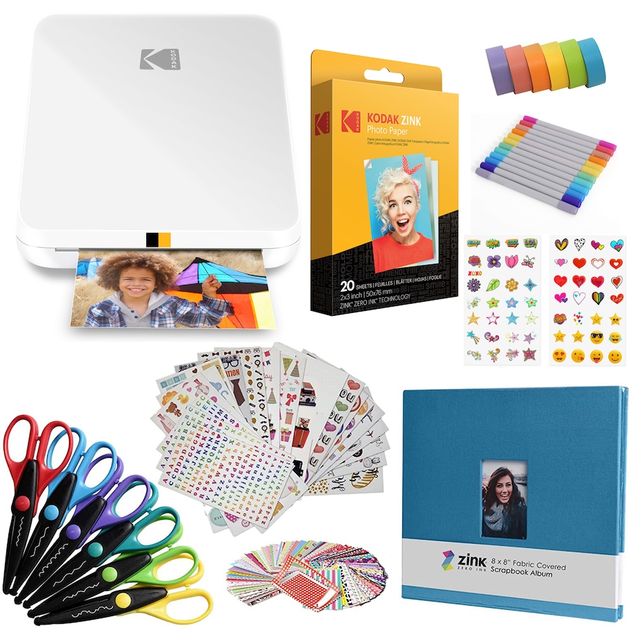 Image 891091_ST01.jpg, Product 891-091 / Price $194.99, Kodak Step Slim Mobile Instant Photo Printer 2x3" (White) & Zink Photo Paper & Scrapbook Bundle from Kodak on TSC.ca's Toys & Hobbies department