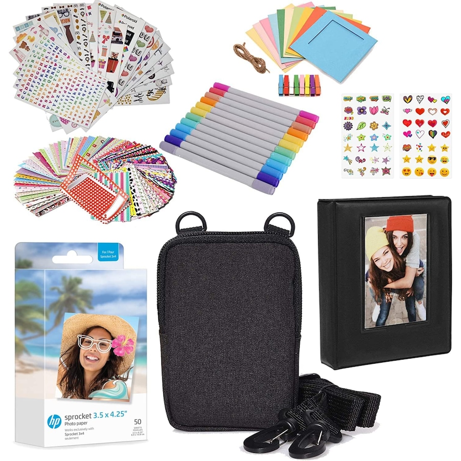 Image 891093_ST01.jpg, Product 891-093 / Price $99.99, HP Sprocket 3.5 x 4.25” Zink Photo Paper Kit - 50 Pack Zink Paper, Case, Album, Markers & Stickers from HP - Hewlett Packard on TSC.ca's Toys & Hobbies department