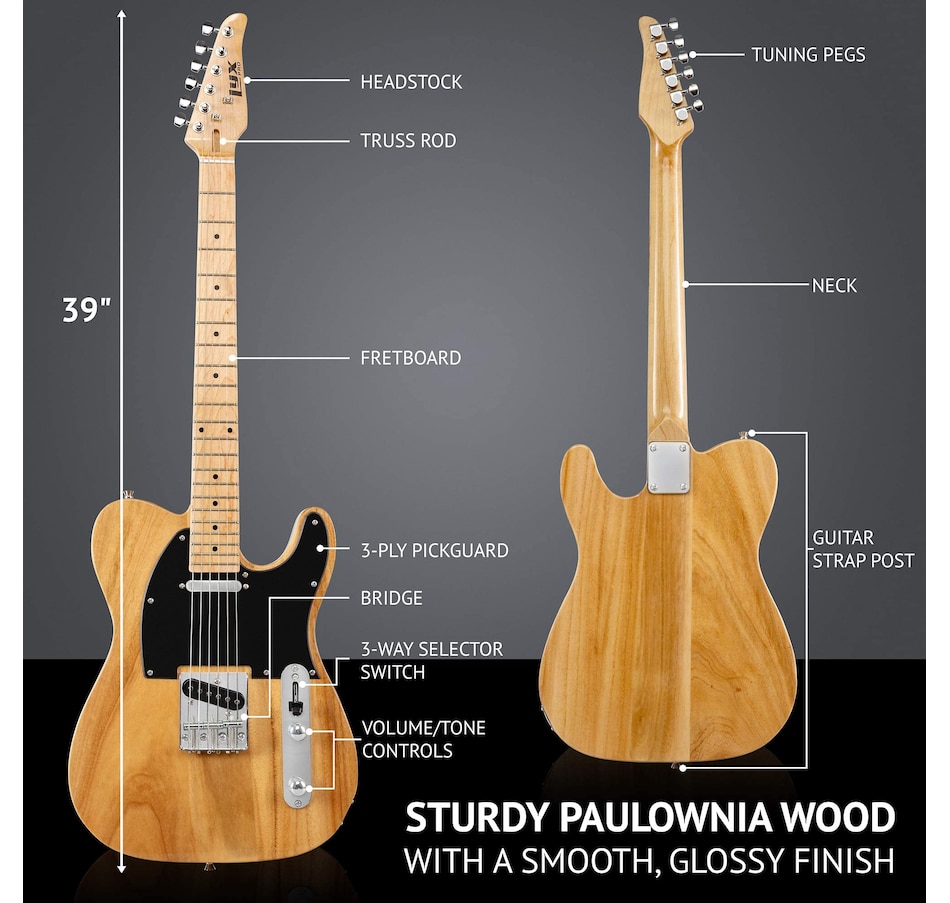 Image 891099_ALTMORE17.jpg, Product 891-099 / Price $189.99, LyxPro 39” Electric Guitar TL Series, Solid Body Guitar W/3-Way Switch & Tone Controls - Green from LyxPro on TSC.ca's Toys & Hobbies department