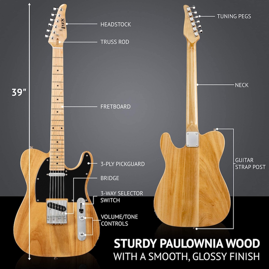 Image 891099_ALTMORE17.jpg, Product 891-099 / Price $189.99, LyxPro 39” Electric Guitar TL Series, Solid Body Guitar W/3-Way Switch & Tone Controls - Green from LyxPro on TSC.ca's Toys & Hobbies department