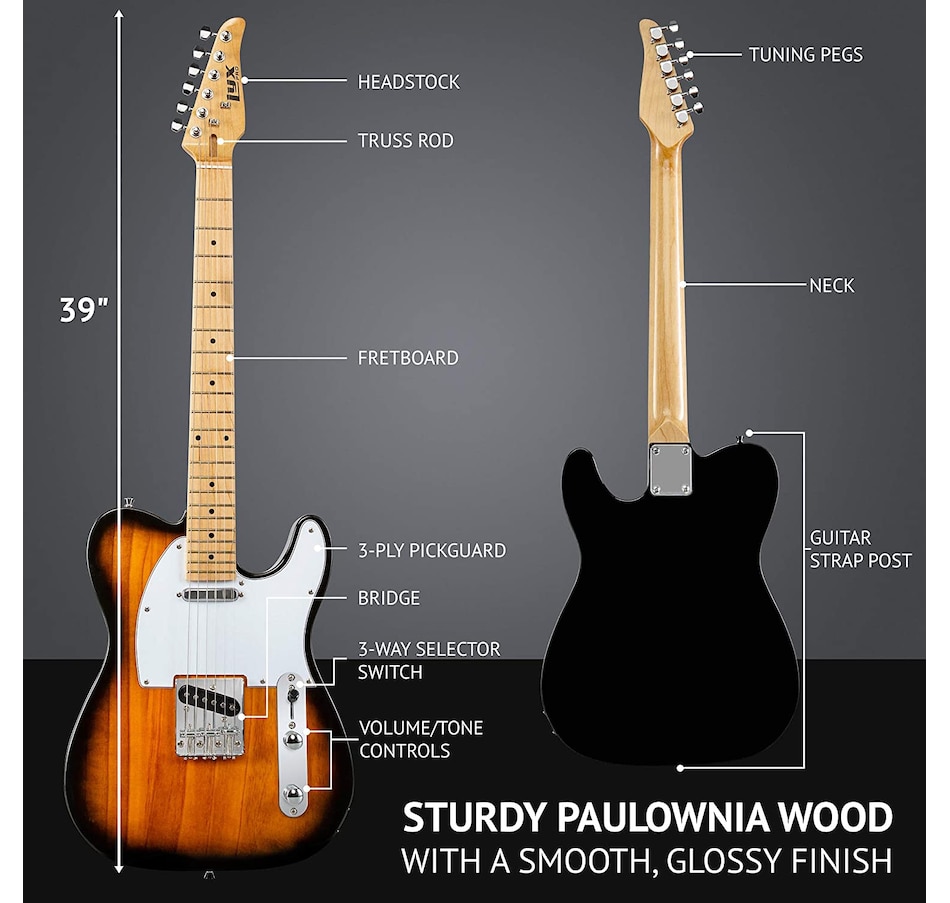Image 891099_ALTMORE23.jpg, Product 891-099 / Price $189.99, LyxPro 39” Electric Guitar TL Series, Solid Body Guitar W/3-Way Switch & Tone Controls - Green from LyxPro on TSC.ca's Toys & Hobbies department