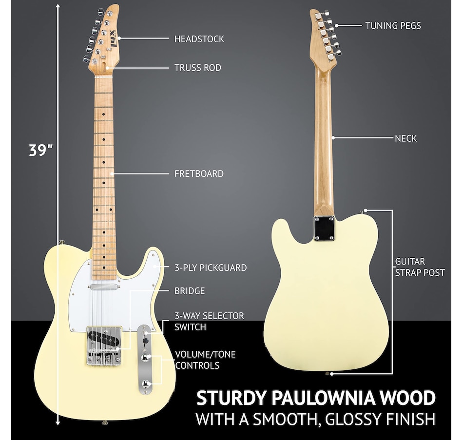 Image 891099_ALTMORE28.jpg, Product 891-099 / Price $189.99, LyxPro 39” Electric Guitar TL Series, Solid Body Guitar W/3-Way Switch & Tone Controls - Green from LyxPro on TSC.ca's Toys & Hobbies department
