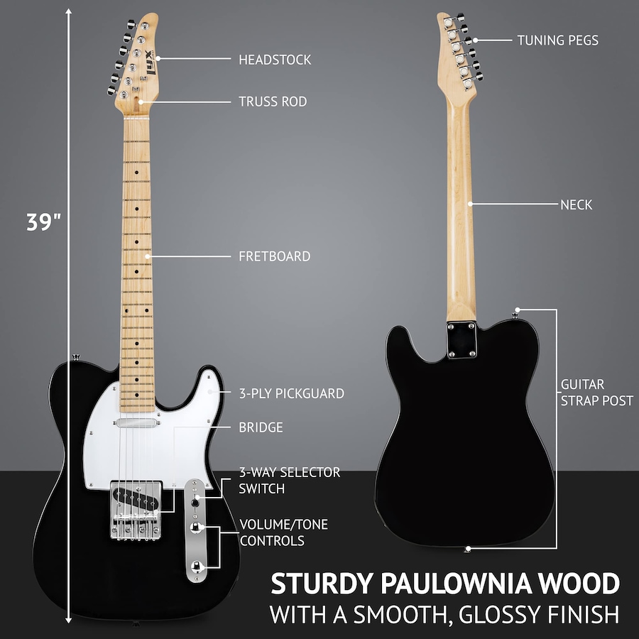 Image 891099_ALTMORE32.jpg, Product 891-099 / Price $189.99, LyxPro 39” Electric Guitar TL Series, Solid Body Guitar W/3-Way Switch & Tone Controls - Green from LyxPro on TSC.ca's Toys & Hobbies department