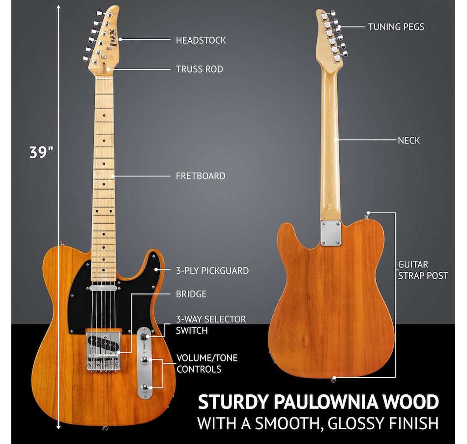Image 891099_ALTMORE6.jpg, Product 891-099 / Price $189.99, LyxPro 39” Electric Guitar TL Series, Solid Body Guitar W/3-Way Switch & Tone Controls - Green from LyxPro on TSC.ca's Toys & Hobbies department