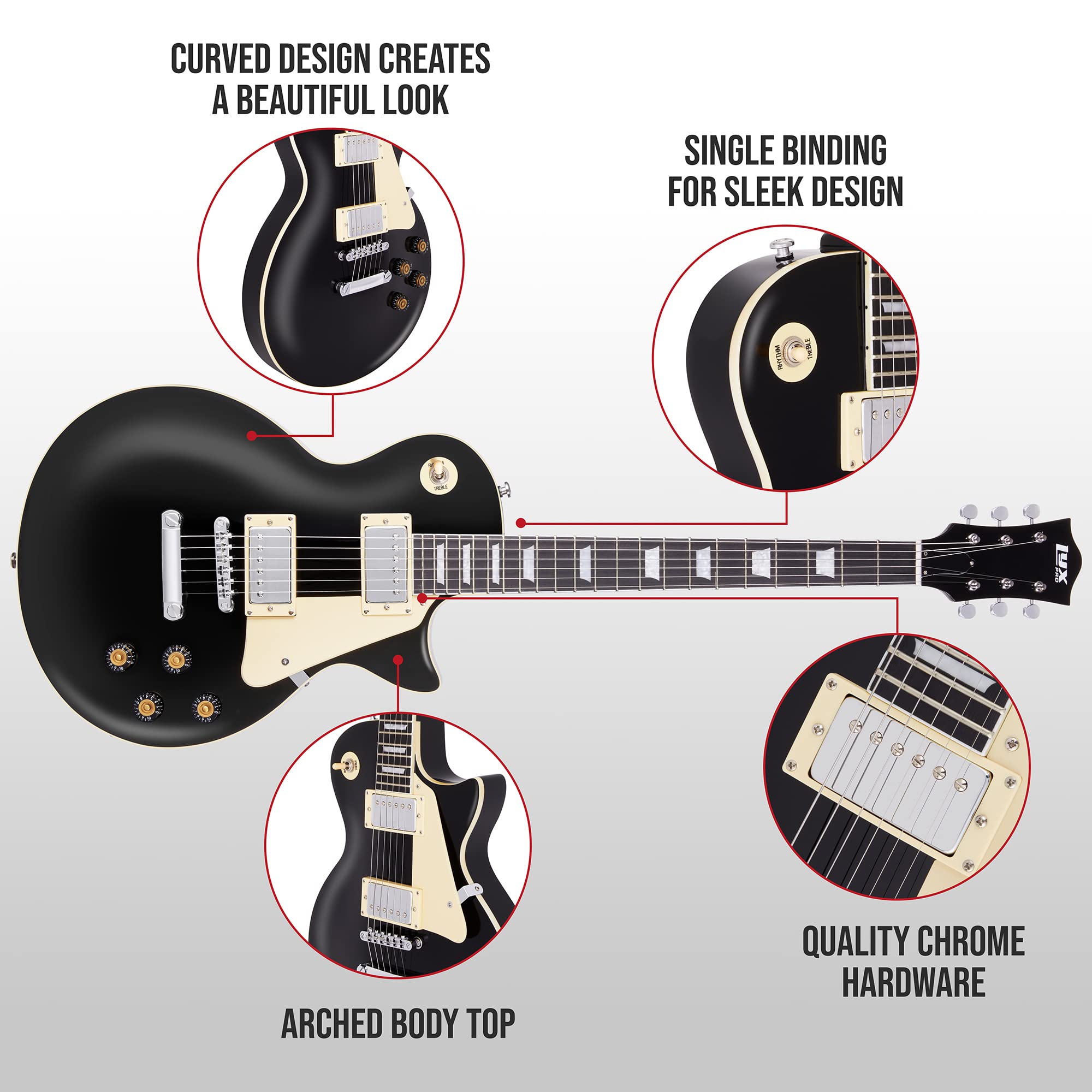 LyxPro 39” SB Series Electric Guitar, Solid Body Guitar W/Tone