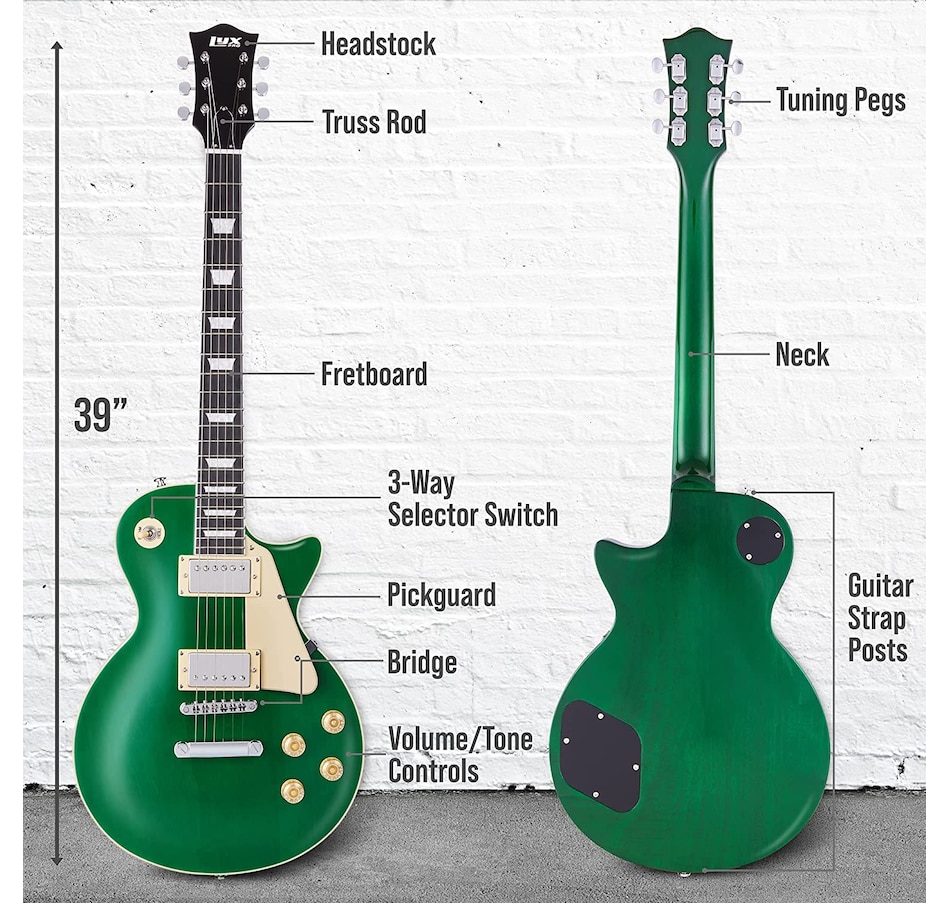 Image 891110_ALTMORE5.jpg, Product 891-110 / Price $299.99, LyxPro 39” SB Series Electric Guitar, Solid Body Guitar W/Tone Controls & 3-Way Pickup - Green from LyxPro on TSC.ca's Toys & Hobbies department