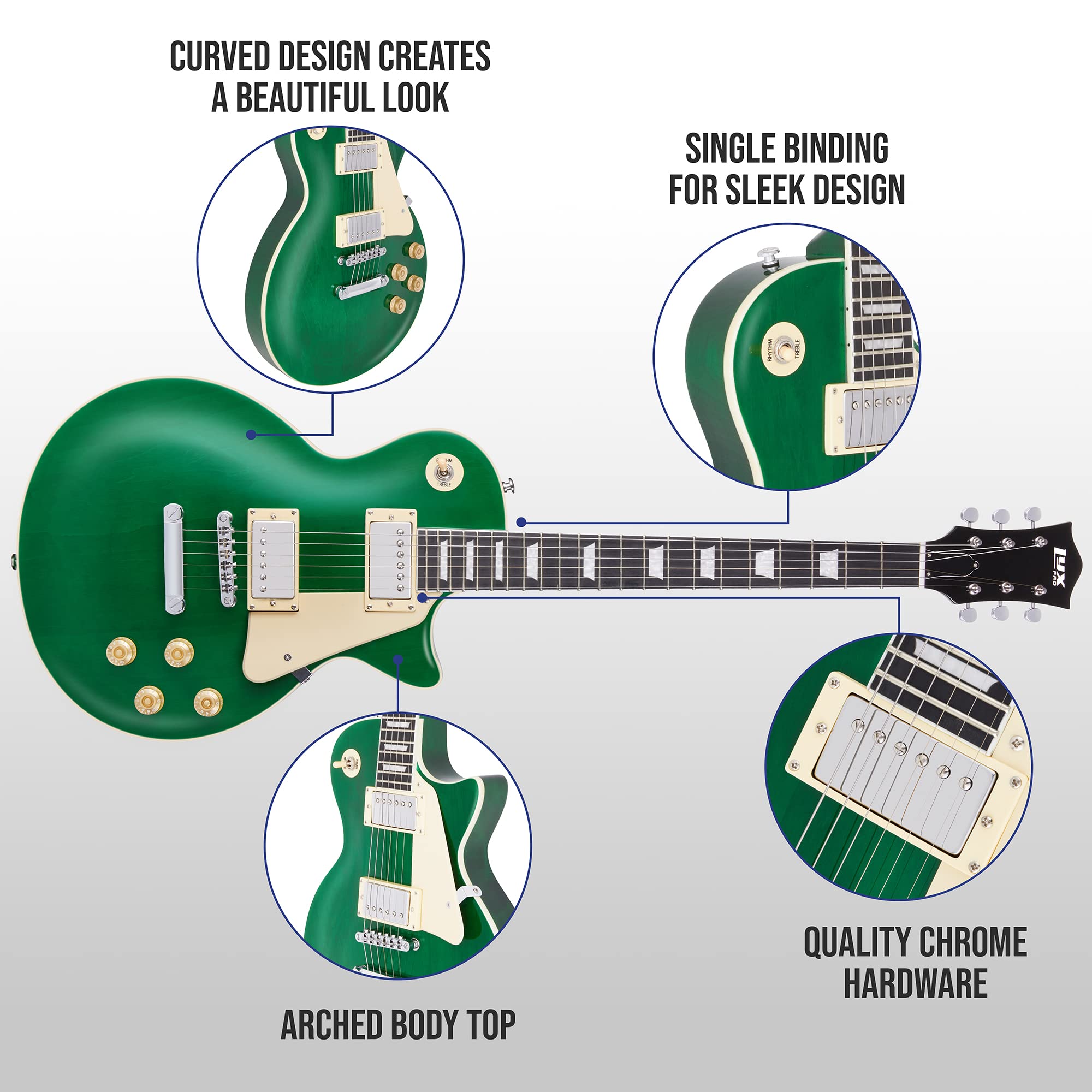 LyxPro 39” SB Series Electric Guitar, Solid Body Guitar W/Tone