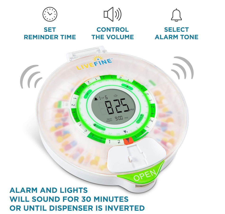 Image 891112_ALTMORE10.jpg, Product 891-112 / Price $129.99, LiveFine 28-Day Automatic Pill Dispenser with LCD Display & Key Lock, Clear Lid from LiveFine on TSC.ca's department