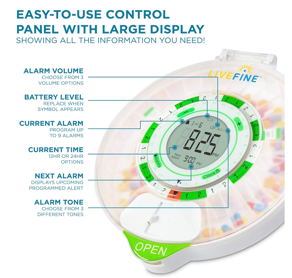 Image 891112_ALTMORE11.jpg, Product 891-112 / Price $129.99, LiveFine 28-Day Automatic Pill Dispenser with LCD Display & Key Lock, Clear Lid from LiveFine on TSC.ca's department