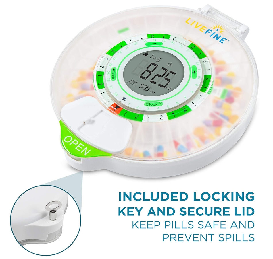 Image 891112_ALTMORE12.jpg, Product 891-112 / Price $129.99, LiveFine 28-Day Automatic Pill Dispenser with LCD Display & Key Lock, Clear Lid from LiveFine on TSC.ca's department