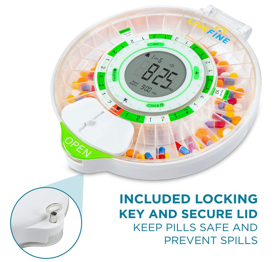 Image 891112_ALTMORE3.jpg, Product 891-112 / Price $129.99, LiveFine 28-Day Automatic Pill Dispenser with LCD Display & Key Lock, Clear Lid from LiveFine on TSC.ca's department