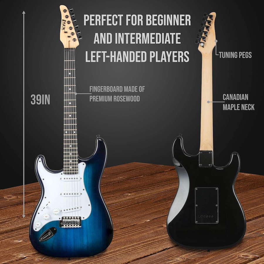 Image 891116_ALTMORE3.jpg, Product 891-116 / Price $239.99, LyxPro Electric Guitar Kit, 39” Left Handed Electric Guitar & Electric Guitar Accessories, Blue from LyxPro on TSC.ca's Toys & Hobbies department