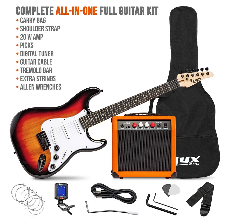 Image 891122_ALTMORE1.jpg, Product 891-122 / Price $239.99, LyxPro Electric Guitar Kit, 39” Electric Guitar with Amp & Electric Guitar Accessories, Sunburst from LyxPro on TSC.ca's Toys & Hobbies department