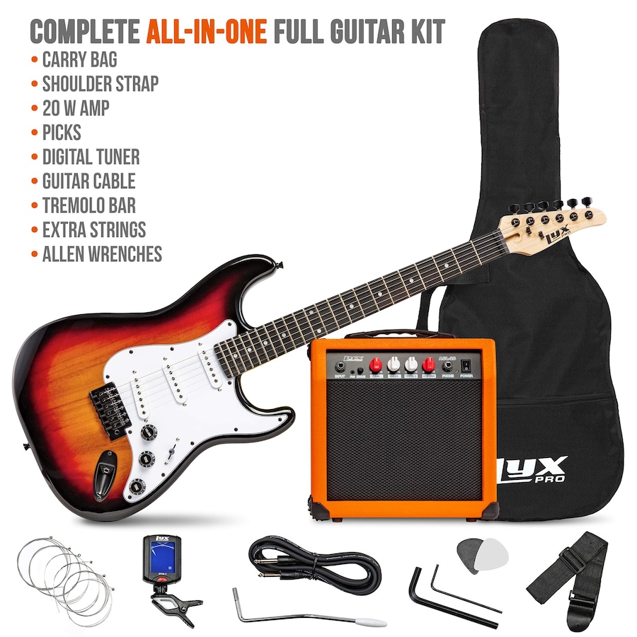 Image 891122_ALTMORE1.jpg, Product 891-122 / Price $239.99, LyxPro Electric Guitar Kit, 39” Electric Guitar with Amp & Electric Guitar Accessories, Sunburst from LyxPro on TSC.ca's Toys & Hobbies department