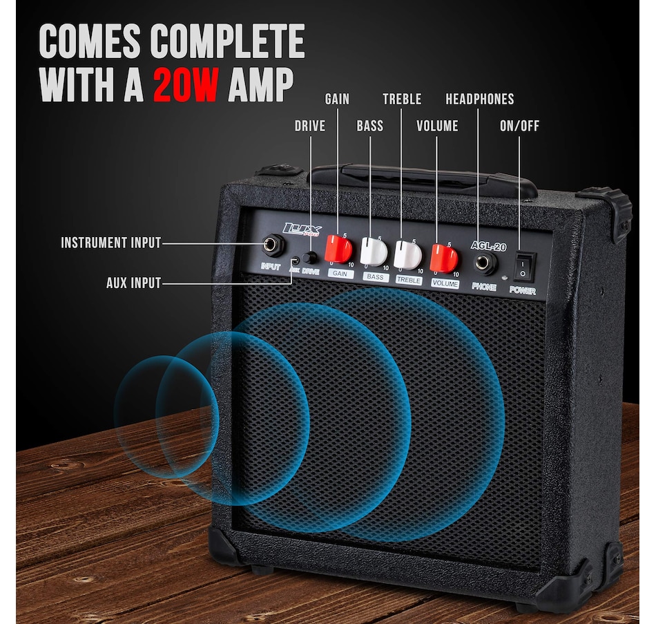 Image 891122_ALTMORE10.jpg, Product 891-122 / Price $239.99, LyxPro Electric Guitar Kit, 39” Electric Guitar with Amp & Electric Guitar Accessories, Sunburst from LyxPro on TSC.ca's Toys & Hobbies department