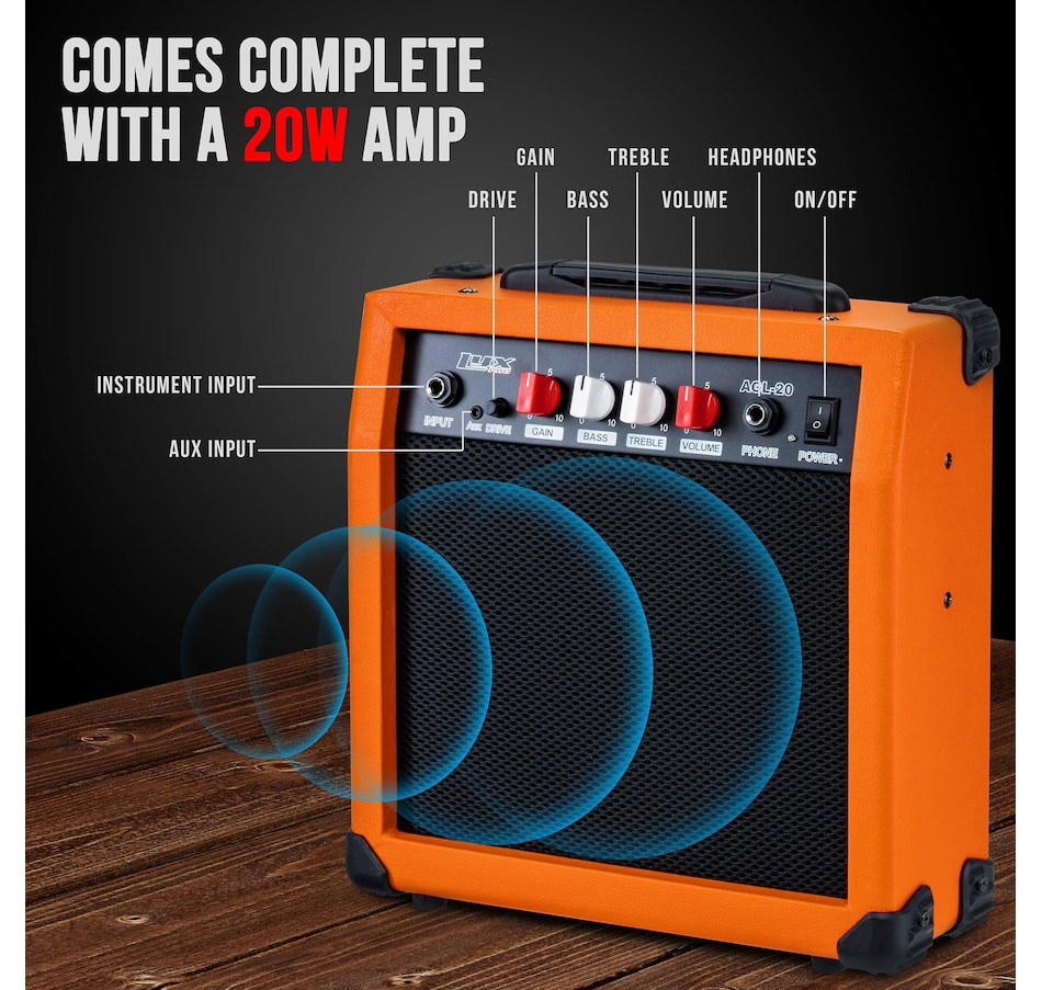 Image 891122_ALTMORE4.jpg, Product 891-122 / Price $239.99, LyxPro Electric Guitar Kit, 39” Electric Guitar with Amp & Electric Guitar Accessories, Sunburst from LyxPro on TSC.ca's Toys & Hobbies department