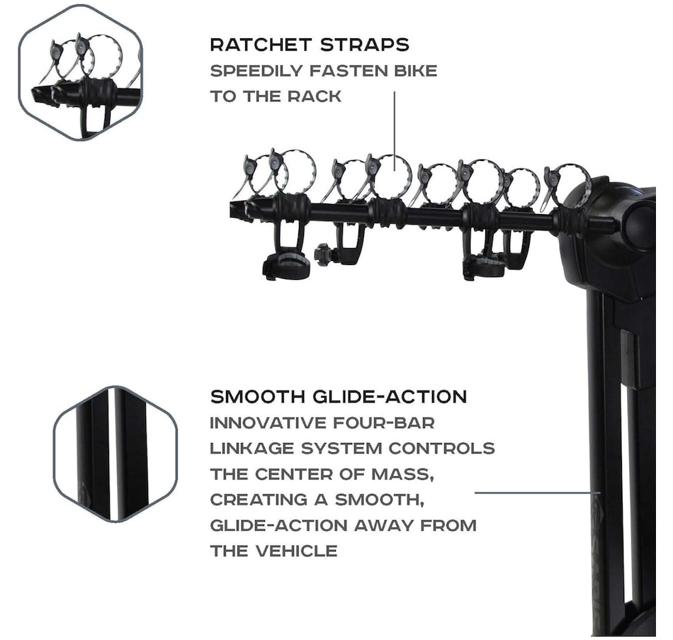 Image 891127_ALTMORE5.jpg, Product 891-127 / Price $701.99, Saris Glide EX Hitch Bike Rack - One-handed Trigger Release Glide Operation 4 Bike Hitch Rack from Saris on TSC.ca's Health & Fitness department