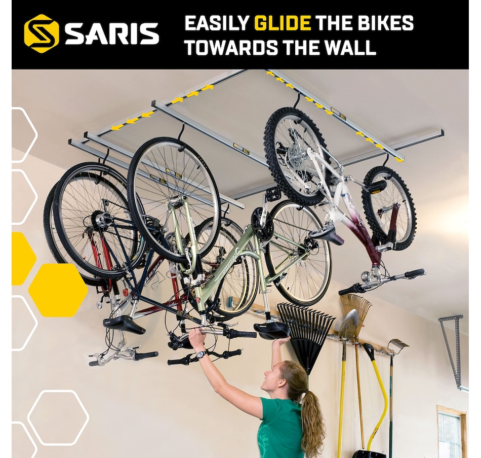 Image 891143_ALTMORE1.jpg, Product 891-143 / Price $178.17 - $342.64, Saris Cycle Glide Ceiling Bike Rack, 4 Bike Capacity Bike Hanging System for Garage from Saris on TSC.ca's Health & Fitness department