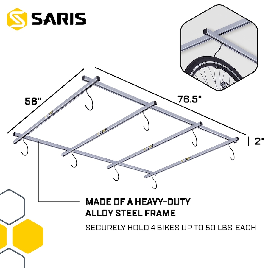 Image 891143_ALTMORE2.jpg, Product 891-143 / Price $178.17 - $342.64, Saris Cycle Glide Ceiling Bike Rack, 4 Bike Capacity Bike Hanging System for Garage from Saris on TSC.ca's Health & Fitness department