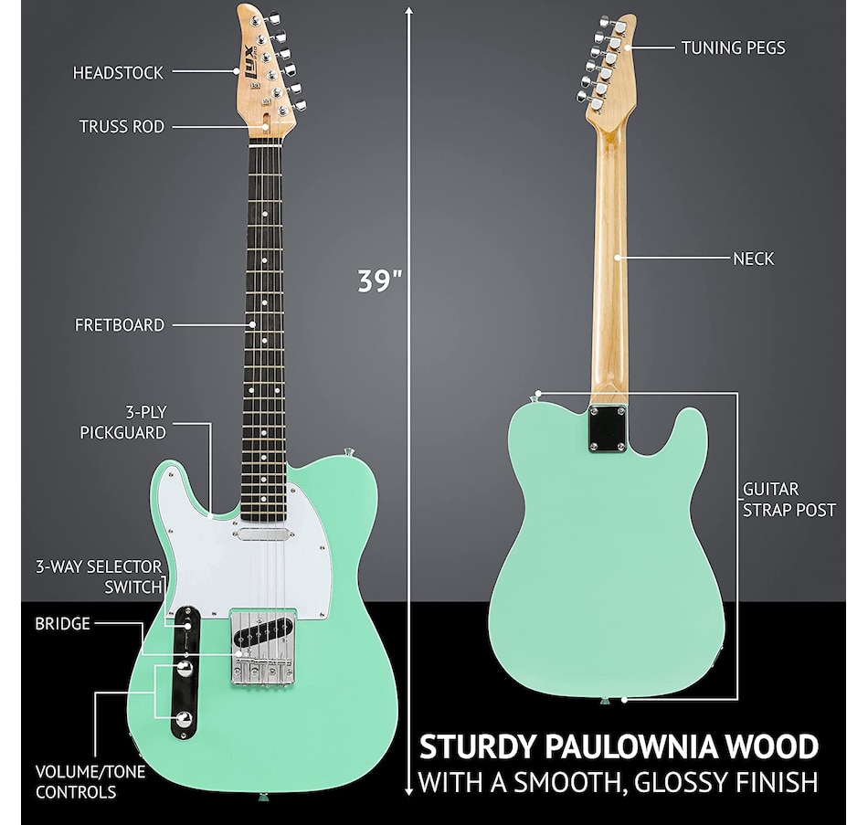 Image 891144_ALTMORE13.jpg, Product 891-144 / Price $189.99, LyxPro 39” Left Handed Electric Guitar TL Series, Solid Body Guitar with 3-Way Switch - Natural from LyxPro on TSC.ca's Toys & Hobbies department