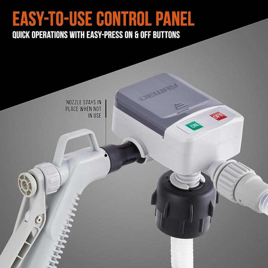 Image 891152_ALTMORE3.jpg, Product 891-152 / Price $149.99, Deway Automatic Battery Powered Fuel Transfer Pump with Flow Control Nozzle and 3 Cans Adapters from Deway on TSC.ca's Home & Garden department