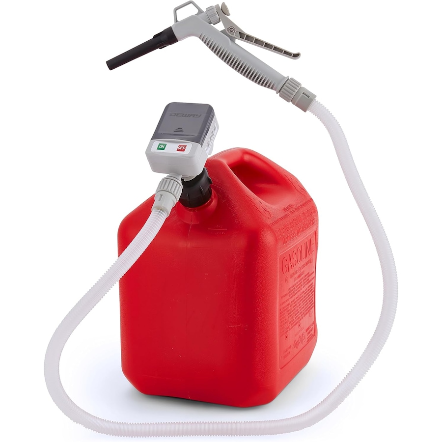 Image 891152_ST01.jpg, Product 891-152 / Price $149.99, Deway Automatic Battery Powered Fuel Transfer Pump with Flow Control Nozzle and 3 Cans Adapters from Deway on TSC.ca's Home & Garden department