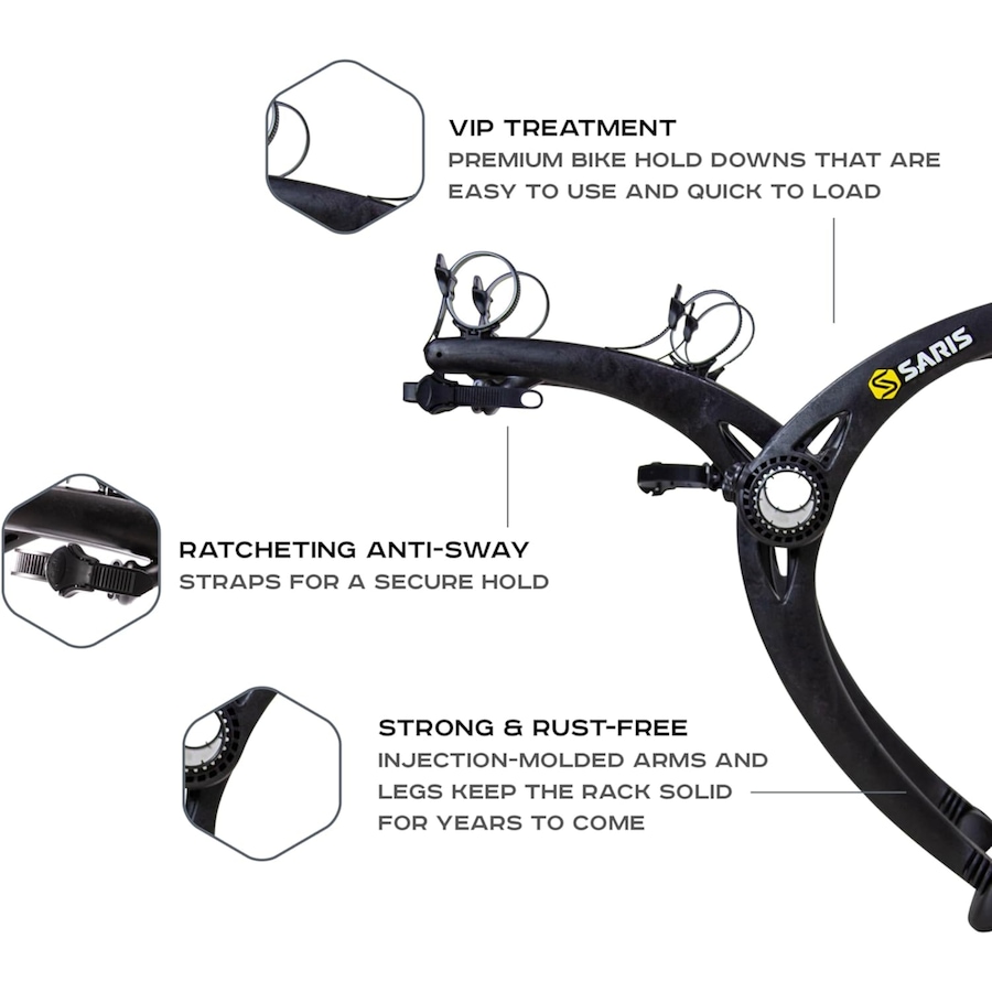 Image 891155_ALTMORE23.jpg, Product 891-155 / Price $219.99 - $309.99, Saris Bones 2 Bike Hitch Rack, Easy Fold Design Hitch Bike Rack with Tilting Base - Black from Saris on TSC.ca's Health & Fitness department