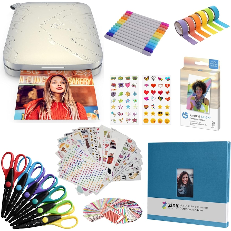 Image 891158_ST01.jpg, Product 891-158 / Price $205.99, HP Sprocket Select Portable Instant Photo Printer 2.3x3.4 (Eclipse), Accessories & Scrapbook Bundle from HP - Hewlett Packard on TSC.ca's Toys & Hobbies department