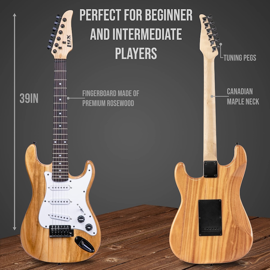 Image 891184_ALTMORE3.jpg, Product 891-184 / Price $239.99, LyxPro Electric Guitar Kit, 36” Electric Guitar with Amp & Electric Guitar Accessories, Natural from LyxPro on TSC.ca's Toys & Hobbies department