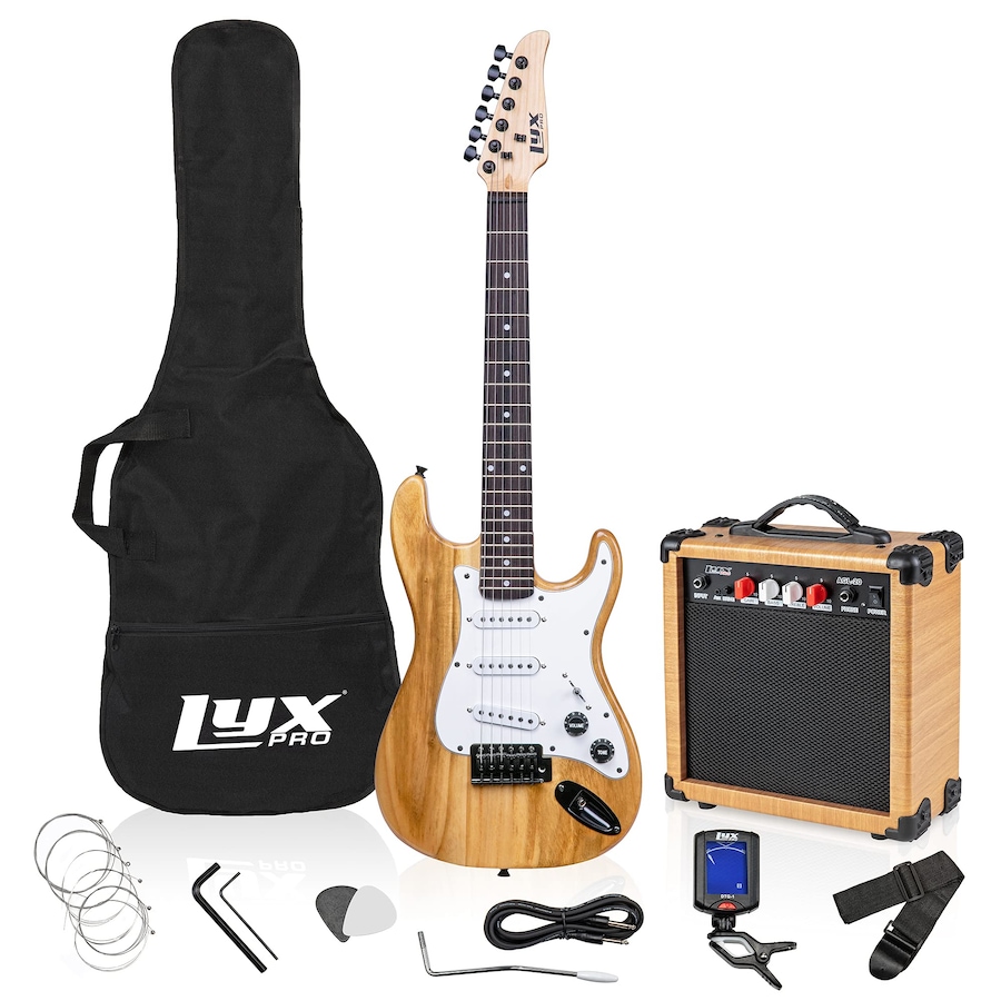 Image 891184_ST01.jpg, Product 891-184 / Price $239.99, LyxPro Electric Guitar Kit, 36” Electric Guitar with Amp & Electric Guitar Accessories, Natural from LyxPro on TSC.ca's Toys & Hobbies department