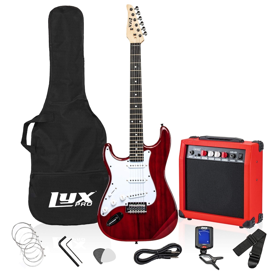 Image 891187_ST01.jpg, Product 891-187 / Price $239.99, LyxPro Electric Guitar Kit, 39” Left Handed Electric Guitar & Electric Guitar Accessories, Red from LyxPro on TSC.ca's Toys & Hobbies department
