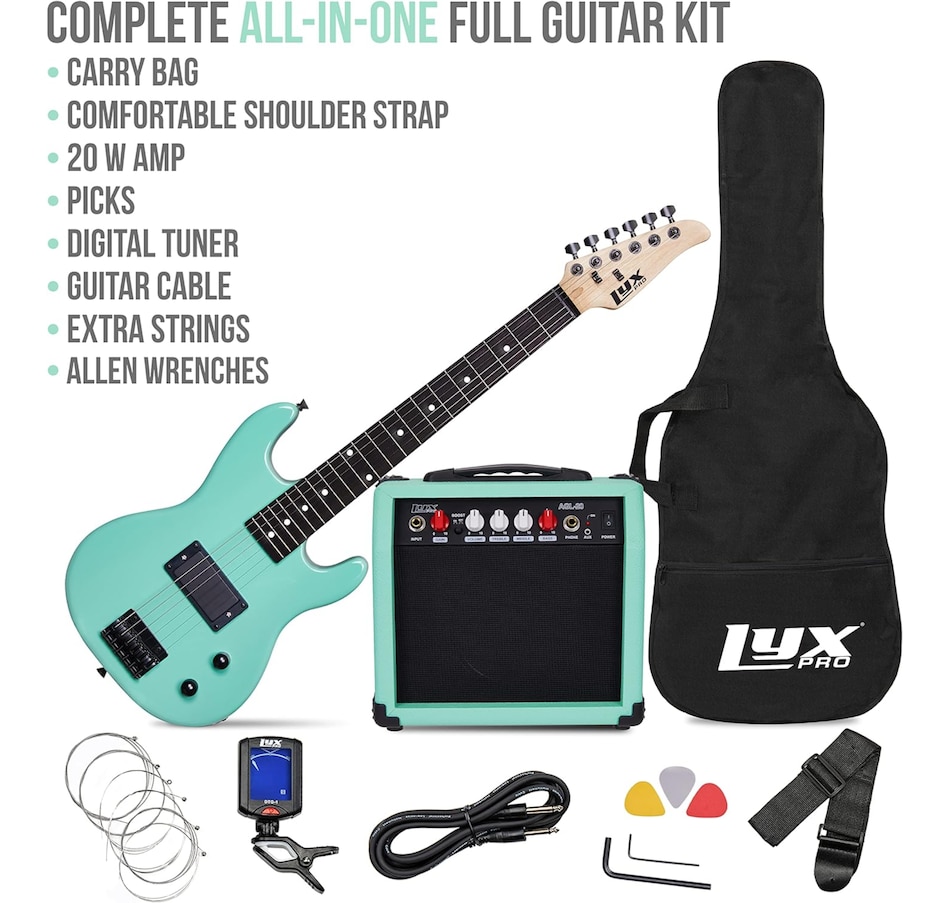 Image 891189_ALTMORE1.jpg, Product 891-189 / Price $239.99, LyxPro Electric Guitar Kit, 30” Electric Guitar with Amp & Electric Guitar Accessories, Green from LyxPro on TSC.ca's Toys & Hobbies department