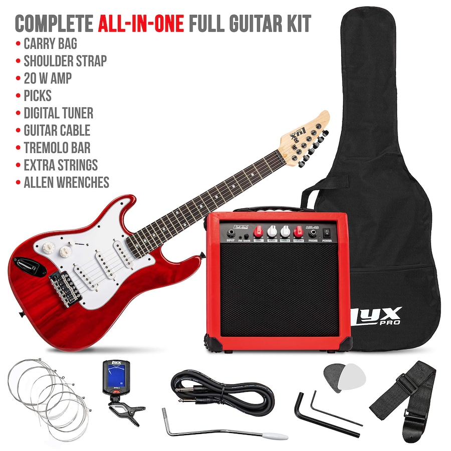 Image 891190_ALTMORE2.jpg, Product 891-190 / Price $239.99, LyxPro Electric Guitar Kit, 36” Left Handed Electric Guitar & Electric Guitar Accessories, Red from LyxPro on TSC.ca's Toys & Hobbies department