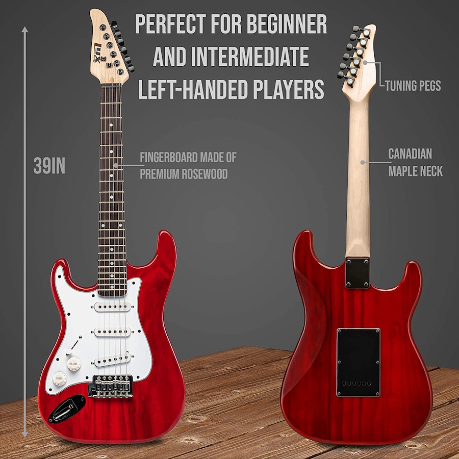 Image 891190_ALTMORE3.jpg, Product 891-190 / Price $239.99, LyxPro Electric Guitar Kit, 36” Left Handed Electric Guitar & Electric Guitar Accessories, Red from LyxPro on TSC.ca's Toys & Hobbies department