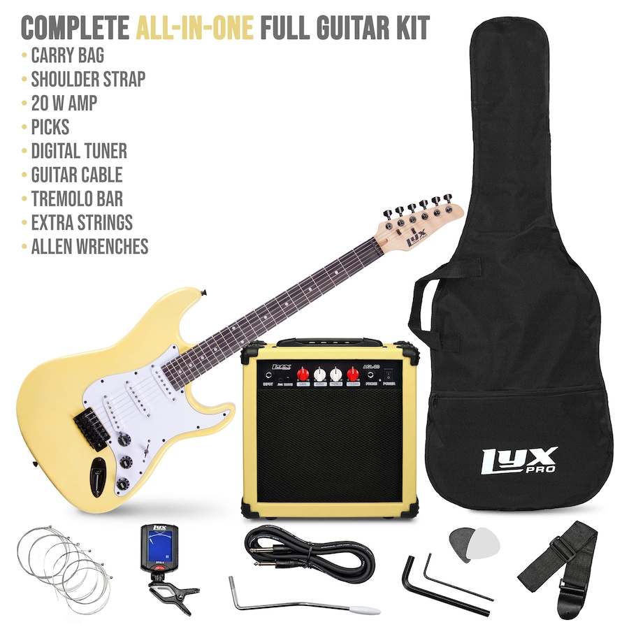 Image 891192_ALTMORE2.jpg, Product 891-192 / Price $239.99, LyxPro Electric Guitar Kit, 39” Electric Guitar W/Amp & Electric Guitar Accessories, Retro Yellow from LyxPro on TSC.ca's Toys & Hobbies department