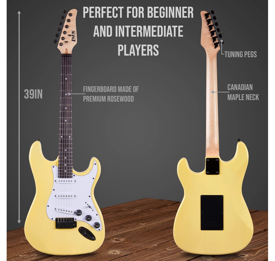 Image 891192_ALTMORE3.jpg, Product 891-192 / Price $239.99, LyxPro Electric Guitar Kit, 39” Electric Guitar W/Amp & Electric Guitar Accessories, Retro Yellow from LyxPro on TSC.ca's Toys & Hobbies department