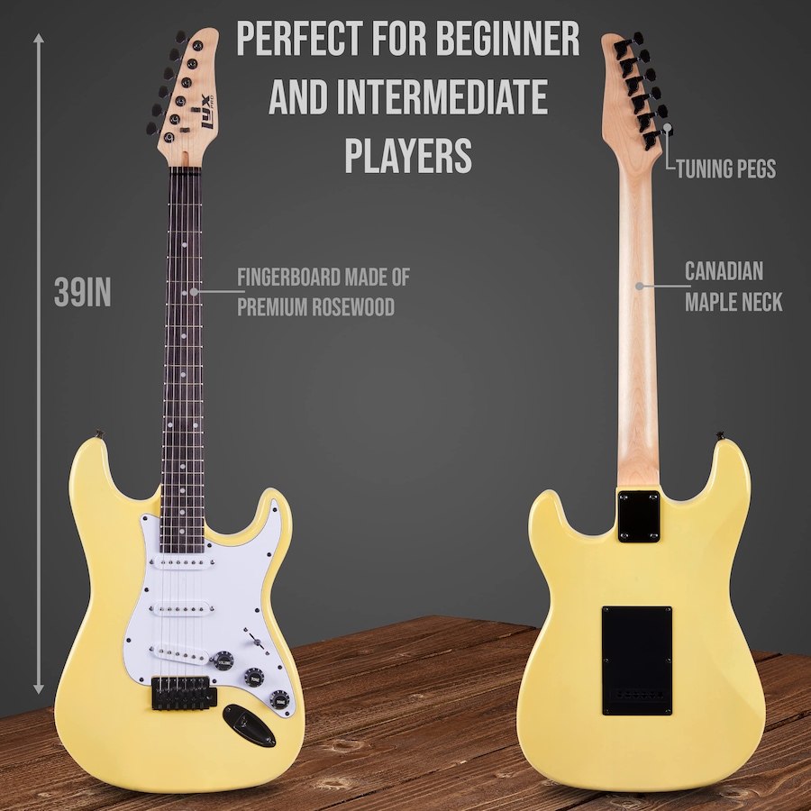 Image 891192_ALTMORE3.jpg, Product 891-192 / Price $239.99, LyxPro Electric Guitar Kit, 39” Electric Guitar W/Amp & Electric Guitar Accessories, Retro Yellow from LyxPro on TSC.ca's Toys & Hobbies department