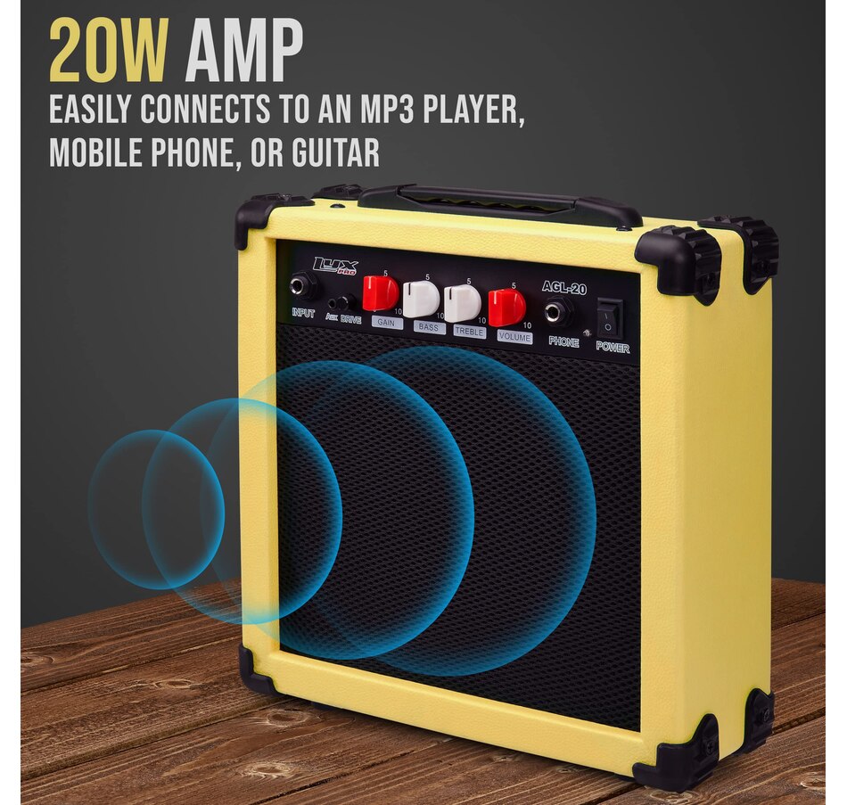 Image 891192_ALTMORE4.jpg, Product 891-192 / Price $239.99, LyxPro Electric Guitar Kit, 39” Electric Guitar W/Amp & Electric Guitar Accessories, Retro Yellow from LyxPro on TSC.ca's Toys & Hobbies department