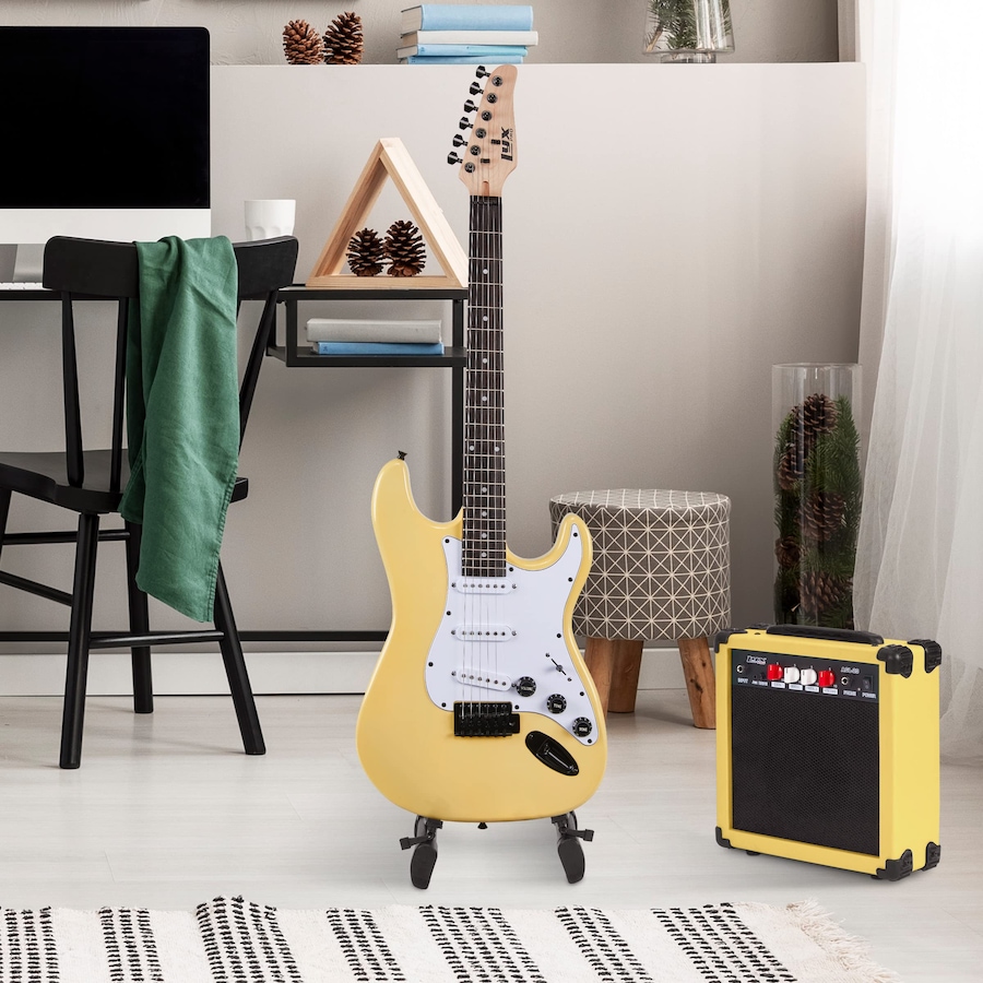 Image 891192_ALTMORE7.jpg, Product 891-192 / Price $239.99, LyxPro Electric Guitar Kit, 39” Electric Guitar W/Amp & Electric Guitar Accessories, Retro Yellow from LyxPro on TSC.ca's Toys & Hobbies department