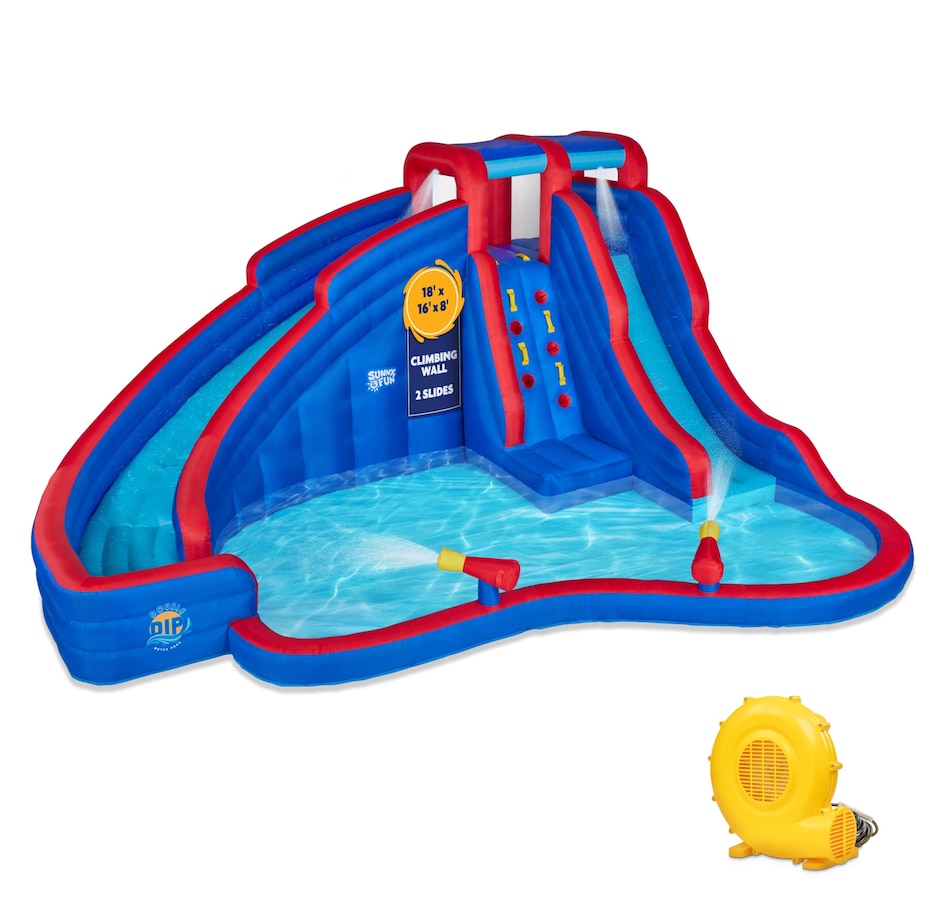 Image 891216.jpg, Product 891-216 / Price $999.99, Sunny & Fun Double Dip Inflatable Water Slide Park with Climbing Wall, 2 Slides & Splash Pool from Sunny & Fun on TSC.ca's Home & Garden department