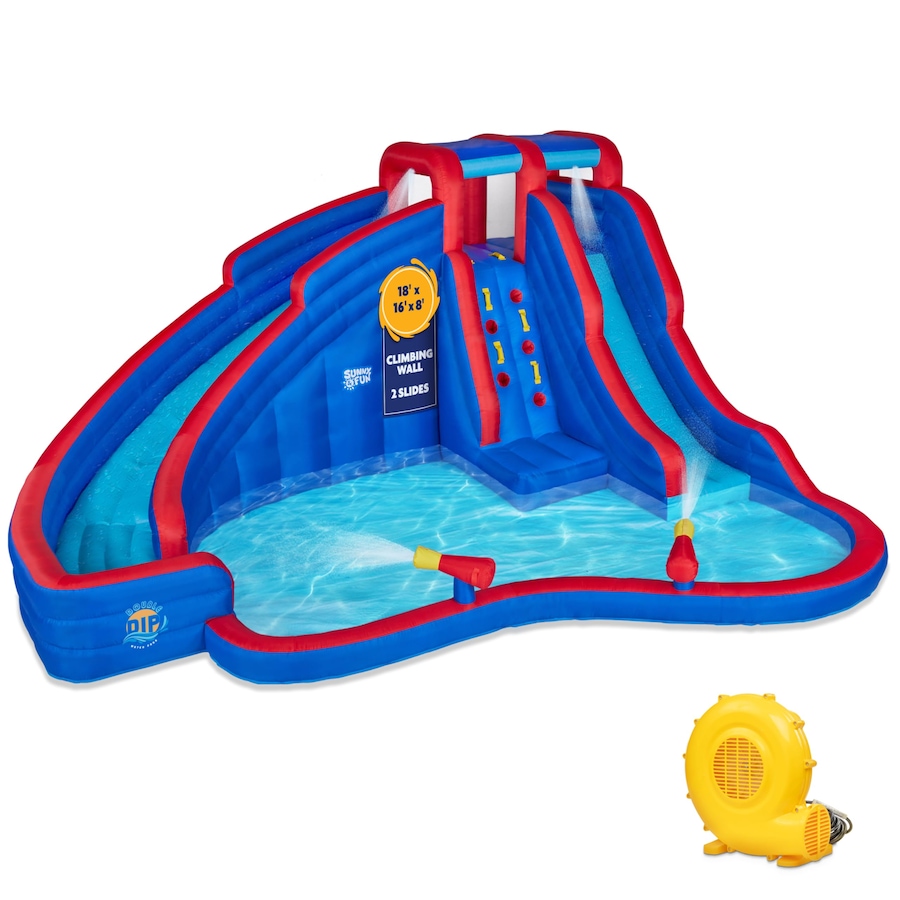 Image 891216.jpg, Product 891-216 / Price $1,399.99, Sunny & Fun Double Dip Inflatable Water Slide Park with Climbing Wall, 2 Slides & Splash Pool from Sunny & Fun on TSC.ca's Home & Garden department