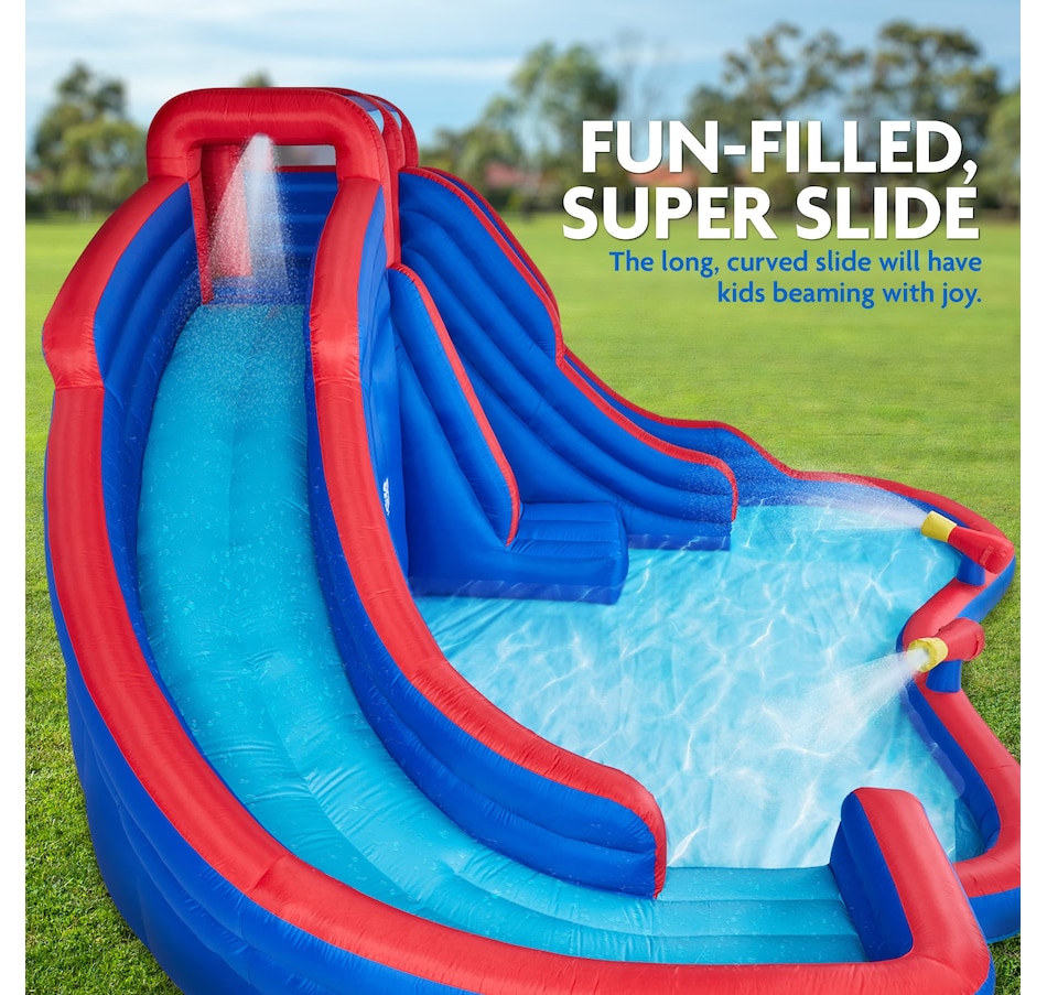Image 891216_ALTMORE2.jpg, Product 891-216 / Price $999.99, Sunny & Fun Double Dip Inflatable Water Slide Park with Climbing Wall, 2 Slides & Splash Pool from Sunny & Fun on TSC.ca's Home & Garden department