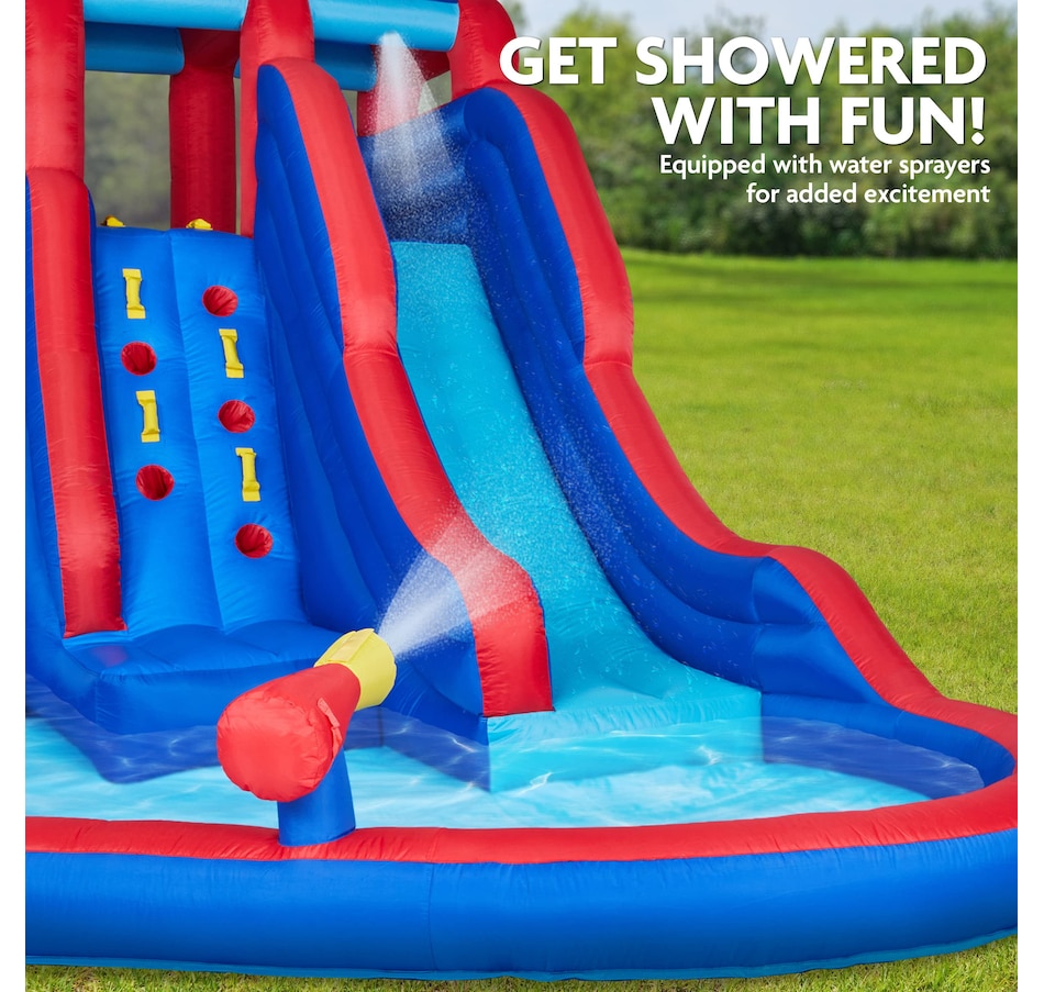 Image 891216_ALTMORE3.jpg, Product 891-216 / Price $999.99, Sunny & Fun Double Dip Inflatable Water Slide Park with Climbing Wall, 2 Slides & Splash Pool from Sunny & Fun on TSC.ca's Home & Garden department