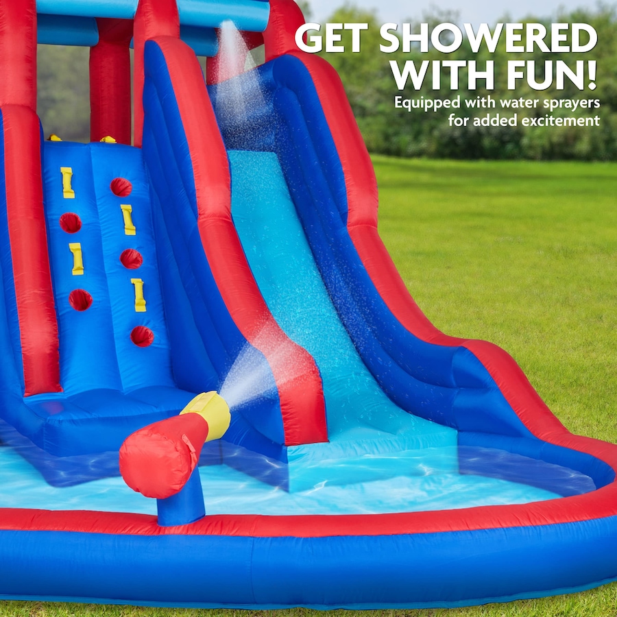 Image 891216_ALTMORE3.jpg, Product 891-216 / Price $1,399.99, Sunny & Fun Double Dip Inflatable Water Slide Park with Climbing Wall, 2 Slides & Splash Pool from Sunny & Fun on TSC.ca's Home & Garden department