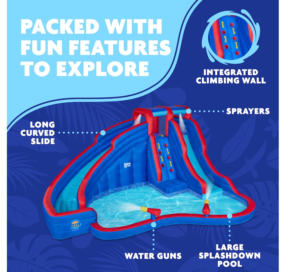 Image 891216_ALTMORE6.jpg, Product 891-216 / Price $999.99, Sunny & Fun Double Dip Inflatable Water Slide Park with Climbing Wall, 2 Slides & Splash Pool from Sunny & Fun on TSC.ca's Home & Garden department