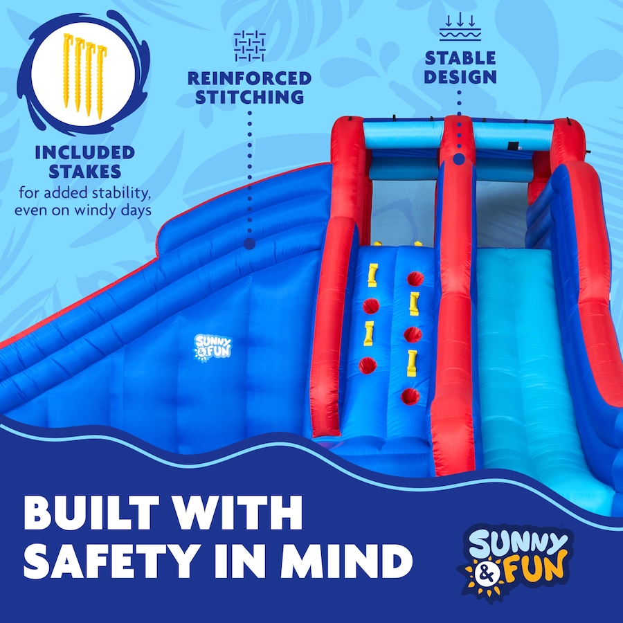 Image 891216_ALTMORE8.jpg, Product 891-216 / Price $1,399.99, Sunny & Fun Double Dip Inflatable Water Slide Park with Climbing Wall, 2 Slides & Splash Pool from Sunny & Fun on TSC.ca's Home & Garden department