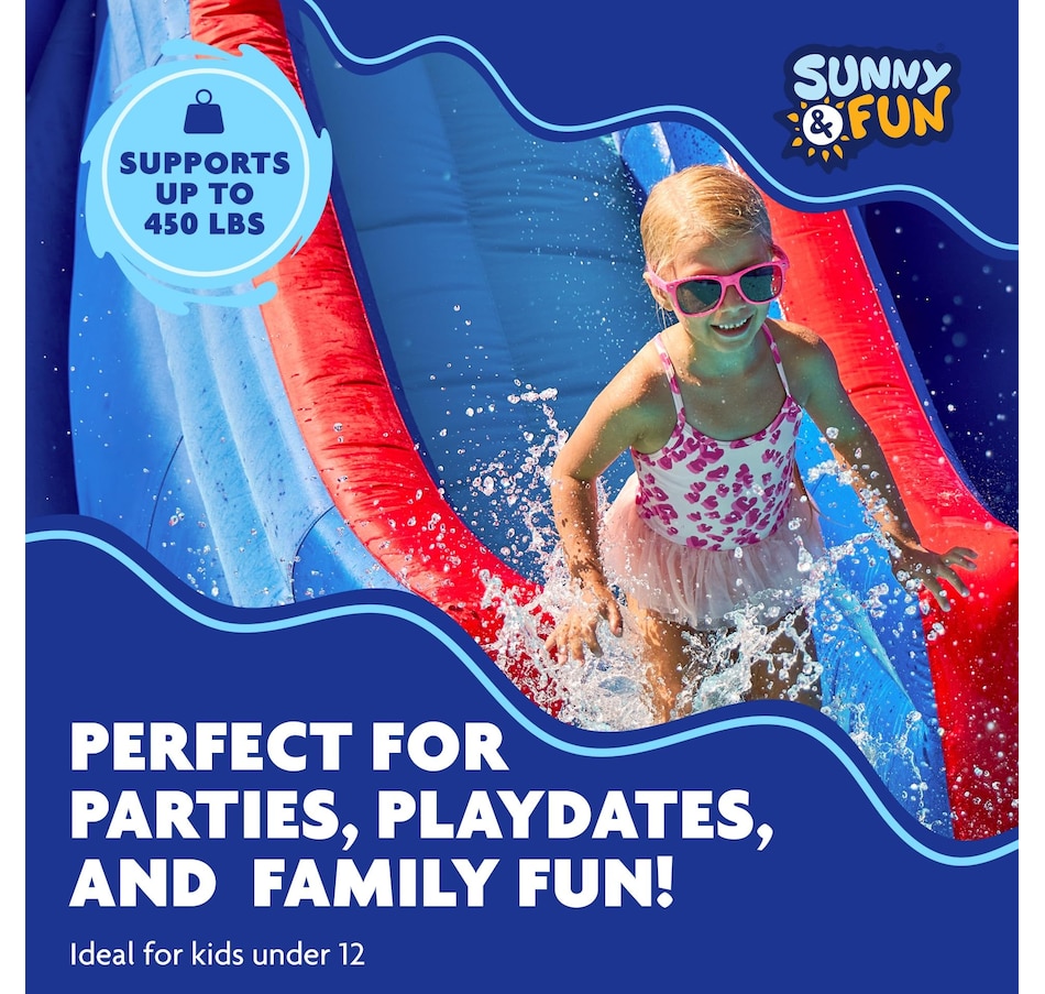 Image 891216_ALTMORE9.jpg, Product 891-216 / Price $999.99, Sunny & Fun Double Dip Inflatable Water Slide Park with Climbing Wall, 2 Slides & Splash Pool from Sunny & Fun on TSC.ca's Home & Garden department