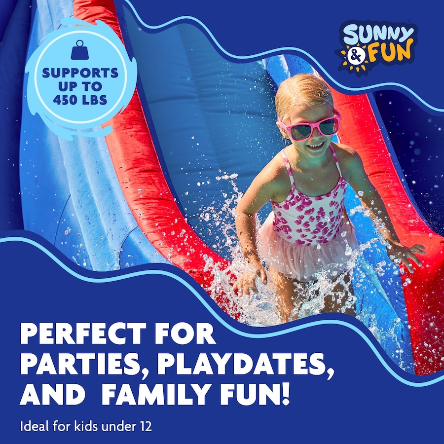 Image 891216_ALTMORE9.jpg, Product 891-216 / Price $1,399.99, Sunny & Fun Double Dip Inflatable Water Slide Park with Climbing Wall, 2 Slides & Splash Pool from Sunny & Fun on TSC.ca's Home & Garden department