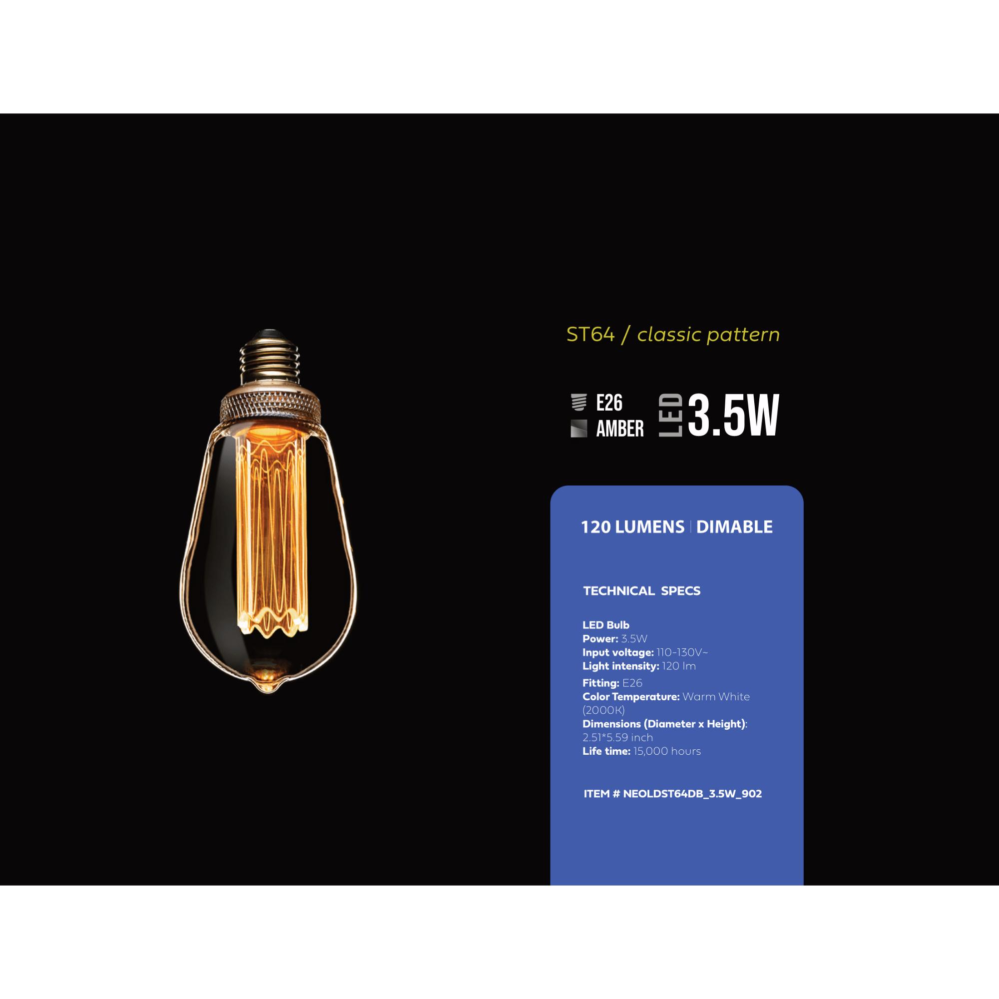St64 Guide Light Next Glow ST64 LED Light Bulb 3.5-watts, 2,000K Dimmable Medium Screw ...